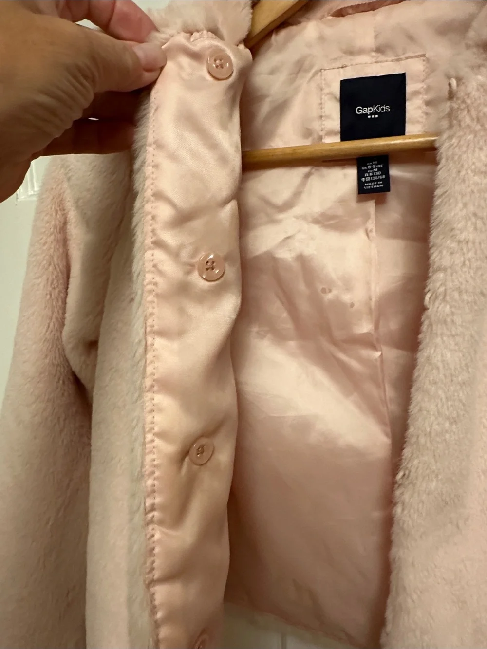 GAP Light Blush Faux Fur Cropped Jacket for Kids